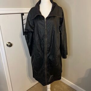 Eileen Fisher Black Rain Long Coat‎ S/M P/M